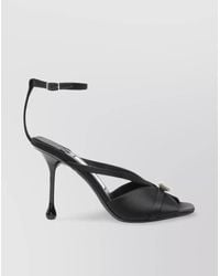 Jimmy Choo - Satin Sandals With Pearl Embellishment And Strappy Design - Lyst