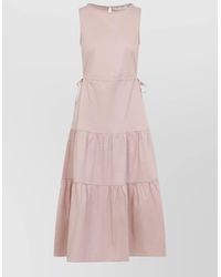Peserico - Cotton Midi Dress Drawstring Waist - Lyst