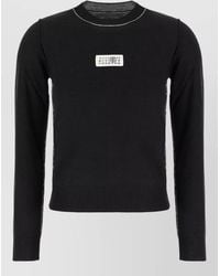 MM6 by Maison Margiela - Virgin Wool Blend Crew Neck Sweater - Lyst