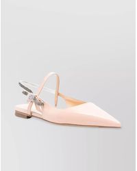 Mach & Mach - Leather Crystal-Embellished Slingback Ballerina Flats - Lyst