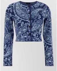 Etro - Cropped Knit Cardigan Paisley Motif - Lyst
