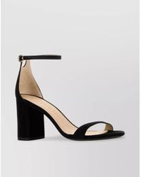 Stuart Weitzman - Suede Block Heel Ankle Strap Sandals - Lyst