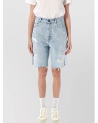 Golden Goose - Denim Oversized Distressed Knee-Length Shorts - Lyst