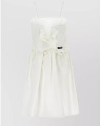 Miu Miu - Mini Dress With Spaghetti Straps And Ruffle - Lyst