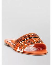 Dolce & Gabbana - Bianca Slides Open Toe Flat Sole - Lyst