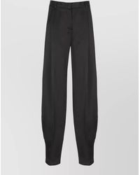 ANDAMANE - Straight Pleated Satin Trousers Belt Loops - Lyst