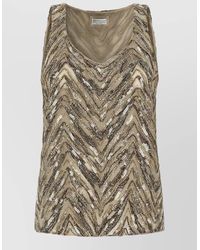 Brunello Cucinelli - Chevron Sequin Scoop Neck Sleeveless Top - Lyst