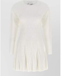 Elisabetta Franchi - Ribbed Knit Pleated Dress - Lyst