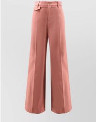 Chloé - Cotton High Waist Flared Trousers With Back Pockets - Lyst