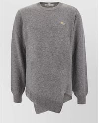 Comme des Garçons - Wool Ribbed Crew-Neck Asymmetric Hem Jumper - Lyst