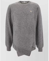 Comme des Garçons - Wool Ribbed Crew-Neck Asymmetric Hem Jumper - Lyst