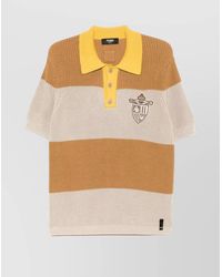 Fendi - Striped Cotton Short-Sleeve Polo Shirt - Lyst