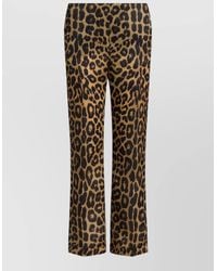 Alberta Ferretti - Organza Trousers Animal Print Flared Leg - Lyst