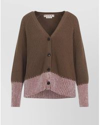 Marni - Two Tone V Neck Cardigan - Lyst