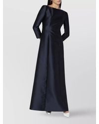 Alberta Ferretti - Maxi Silk Blend Dress With Long Sleeves - Lyst