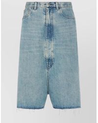 Maison Margiela - Denim Dropped-Rise Raw-Cut Hem Bermuda Shorts - Lyst