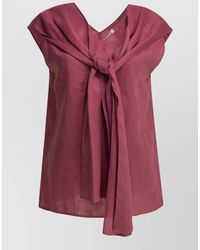 Max Mara - Draped V Neck Top Tie Detail - Lyst