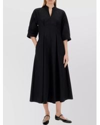 Aspesi - Long Dress With 3/4 Sleeves And Mandarin Collar - Lyst