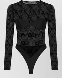 Marine Serre - Sheer Moonogram Bodysuit Round Neck Design - Lyst