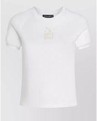 Dolce & Gabbana - Cotton Bow-Detail Logo-Appliqué Short-Sleeve T-Shirt - Lyst