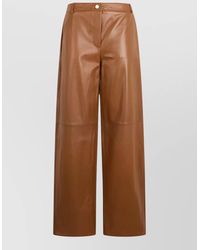 Max Mara - High Waist Wide Leg Leather Pants - Lyst