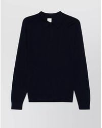 Paul Smith - Merino Wool Ribbed Long-Sleeve Polo Sweater - Lyst