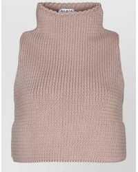 Alaïa - High Neck Sleeveless Ribbed Knit Top - Lyst