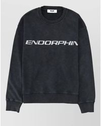 MSGM - Crew Neck Long Sleeve Printed Sweatshirt - Lyst