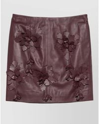 Alberta Ferretti - Faux Leather Floral Appliqué Mini Skirt - Lyst