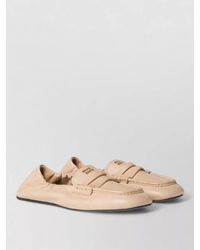 Miu Miu - Loafers Elasticated Trim Round Toe Stitching - Lyst