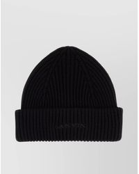 Lanvin - Ribbed Wool Beanie Hat - Lyst