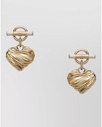 Chloé - Drop Heart Earrings Polished Textured Design - Lyst