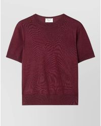 Saint Laurent - Knit Top Crew Neck Ribbed Hem - Lyst
