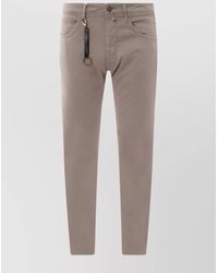 Incotex - Cotton Trousers With Suede Logo Patch - Lyst