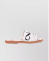 Chloé - Logo-Print Fabric Flat Sandals - Lyst