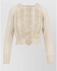 Ermanno Scervino - Cropped Lace Knit Raglan Cardigan Top - Lyst