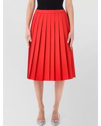 Prada - Pleated Gabardine Midi-Skirt - Lyst