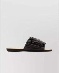 Jil Sander - Leather Slippers With Flat Sole And Ruched Strap - Lyst