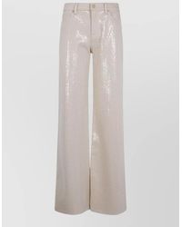 7 For All Mankind - Cotton High-Rise Sequin Wide-Leg Trousers - Lyst