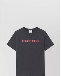 Courreges - Logo Print Cotton Crew Neck Short Sleeve T-Shirt - Lyst