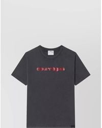 Courreges - Logo Print Cotton Crew Neck Short Sleeve T-Shirt - Lyst