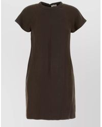 Brunello Cucinelli - Viscose Blend Dress Crew Neck Cap Sleeves - Lyst