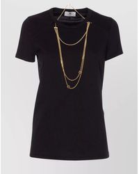 Elisabetta Franchi - Logo T-Shirt With Chain Detail And Charms - Lyst