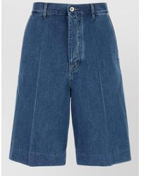 Bottega Veneta - Denim Knee Length Shorts Belt Loops Pockets - Lyst