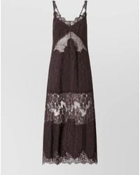 Pinko - Knee Length Dress Belt Lace Neckline - Lyst