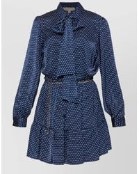 Michael Kors - Long-Sleeve Polka-Dot Mini Dress - Lyst