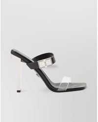 Versace - Leather Logo-Plaque High-Heel Sandals - Lyst