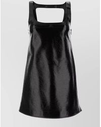 Courreges - Faux Leather Square Neck Sleeveless Knee-Length Dress - Lyst