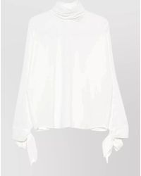 Emporio Armani - Crepe Blouse High Neck Tie Detail - Lyst