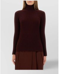 Max Mara - Slim Fit Ribbed Turtleneck Knit Sweater - Lyst